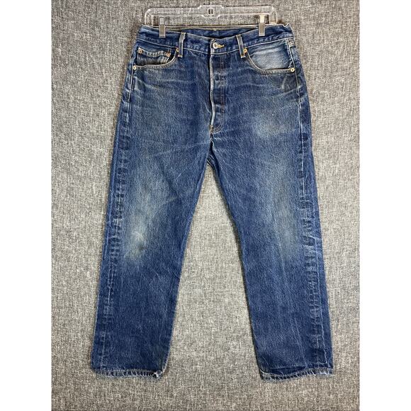 Levi's 501 XX Jeans Men's Size 35 X 30 Denim Blue Button Fly Med Wash Straight - Picture 1 of 9